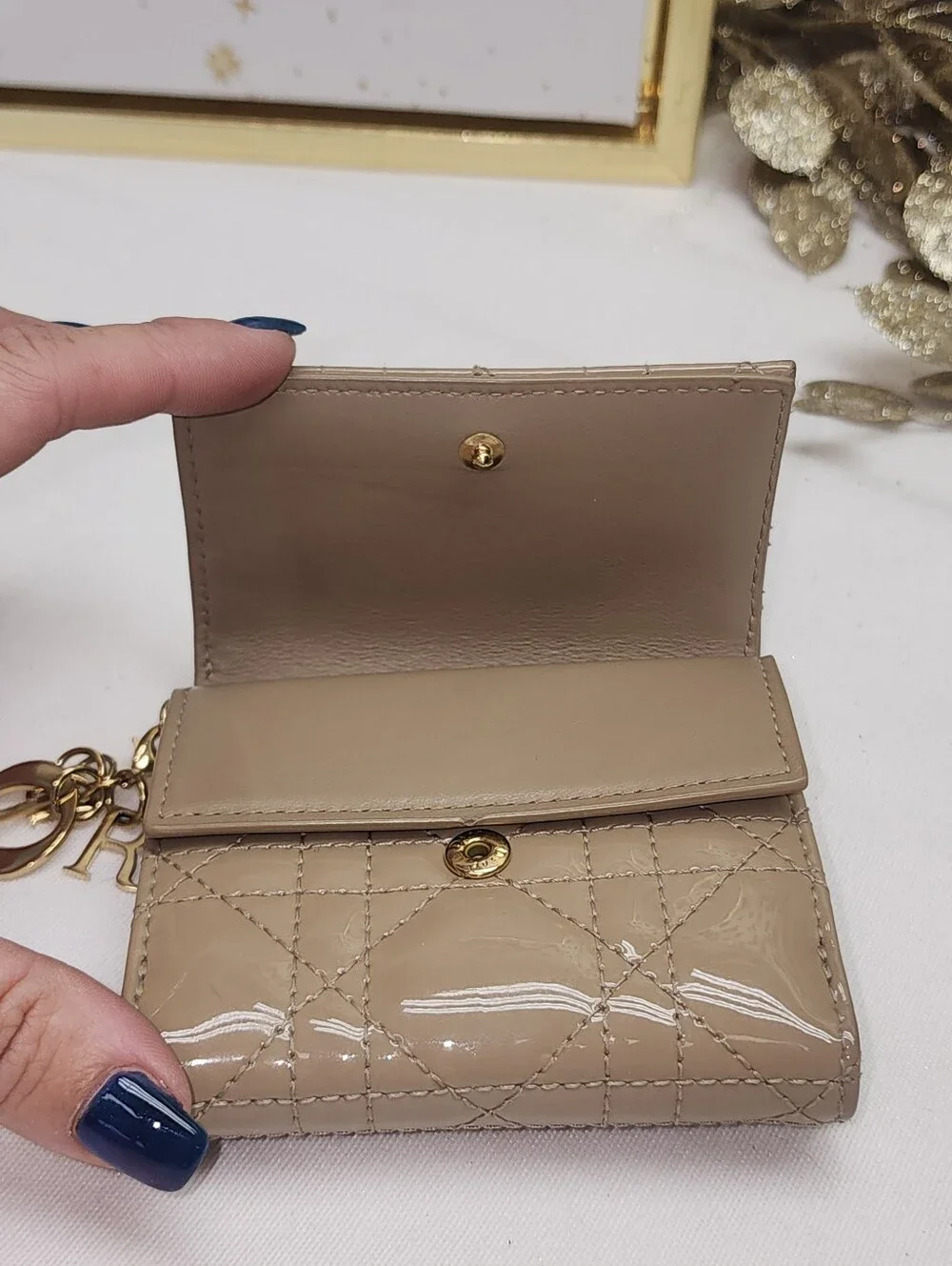 Authentic Lady Dior Lotus Compact Wallet Calfskin, Cannage Quilting 2022 Collect